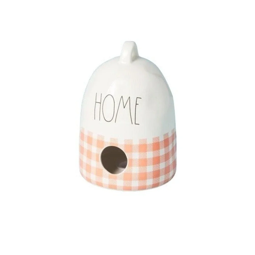RAE DUNN 8in Home Gingham Beehive Birdhouse 2022